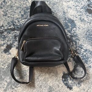 Michael Kors Black Pebbled Leather Mini Backpack with Gold Hardware